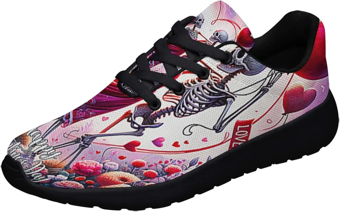 Sonzj-II Happy Valentine's Day Running Shoes Anti-Slip Lace Up Athletic Walking Sneakers Valentine Gift for Lover