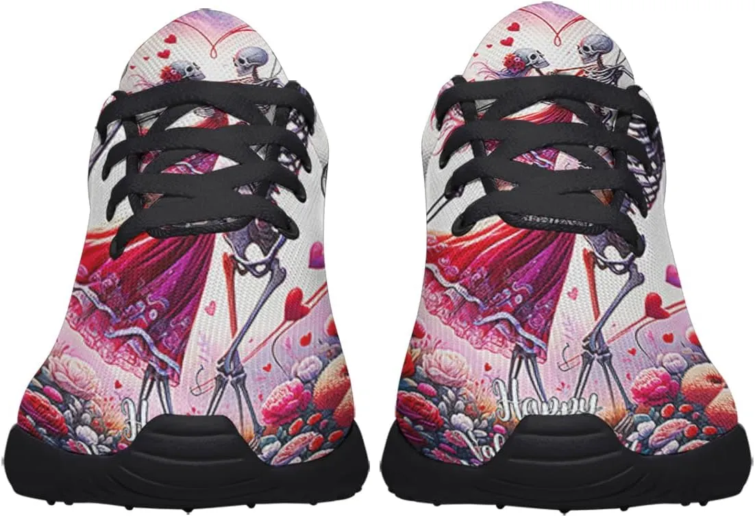 Sonzj-II Happy Valentine's Day Running Shoes Anti-Slip Lace Up Athletic Walking Sneakers Valentine Gift for Lover