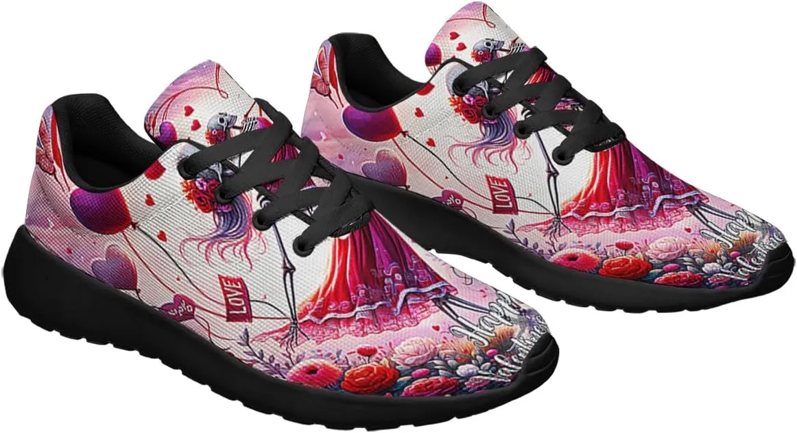 Sonzj-II Happy Valentine's Day Running Shoes Anti-Slip Lace Up Athletic Walking Sneakers Valentine Gift for Lover