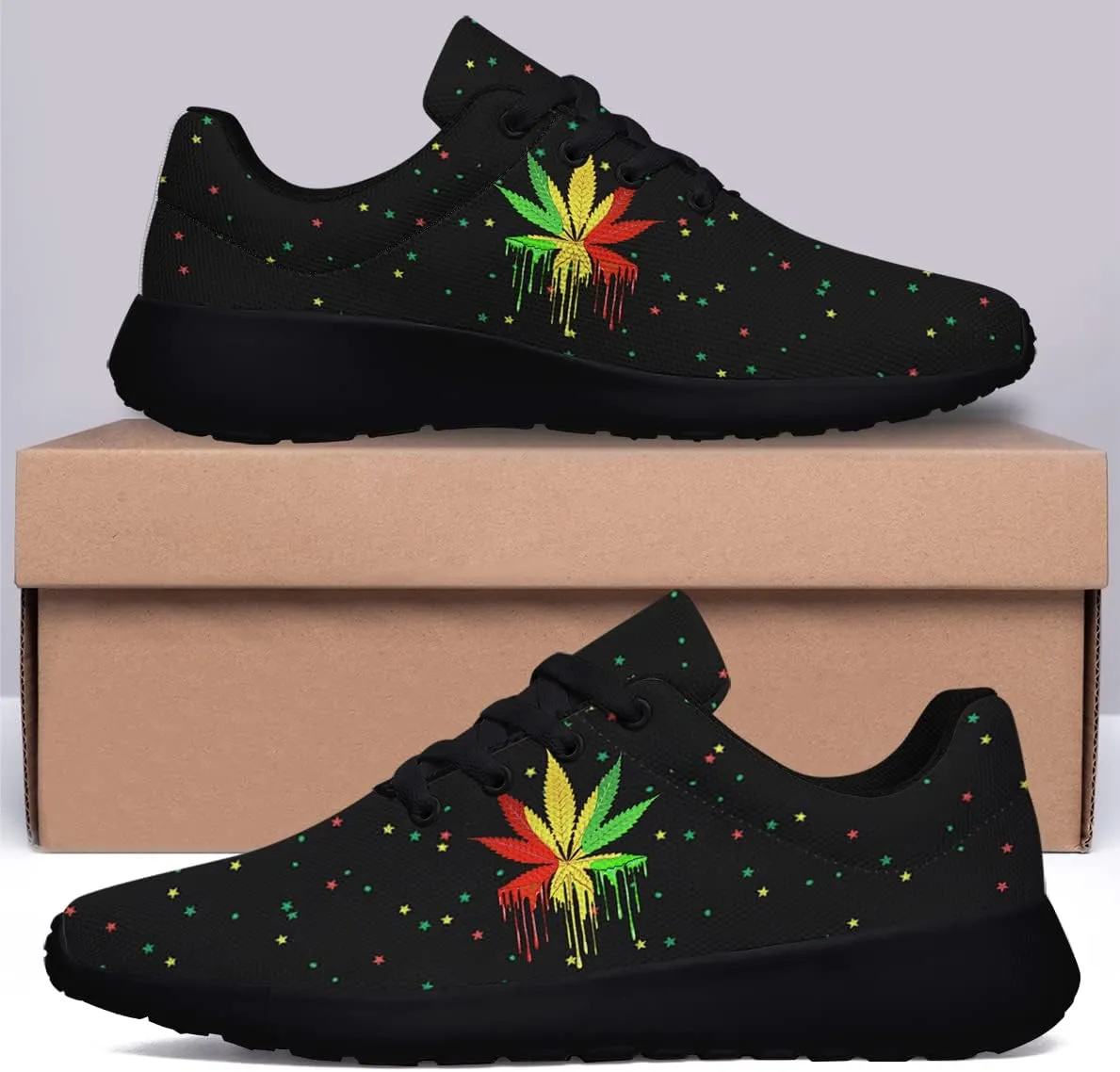 Sonzj-II Marijuana Leaf Shoes Mens Womens Pot Leaf 420 Weed Running Sneakers Cannabis Leaf Walking Tennis Shoes