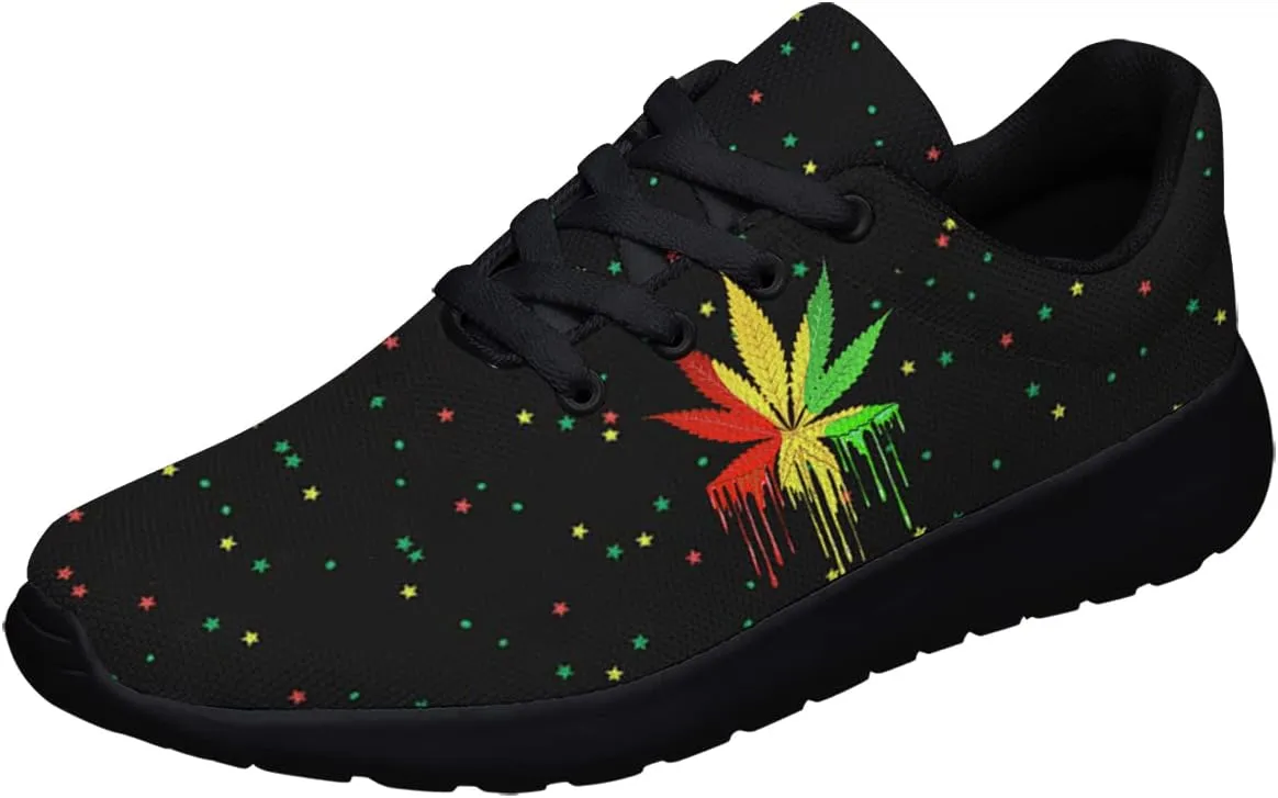 Sonzj-II Marijuana Leaf Shoes Mens Womens Pot Leaf 420 Weed Running Sneakers Cannabis Leaf Walking Tennis Shoes