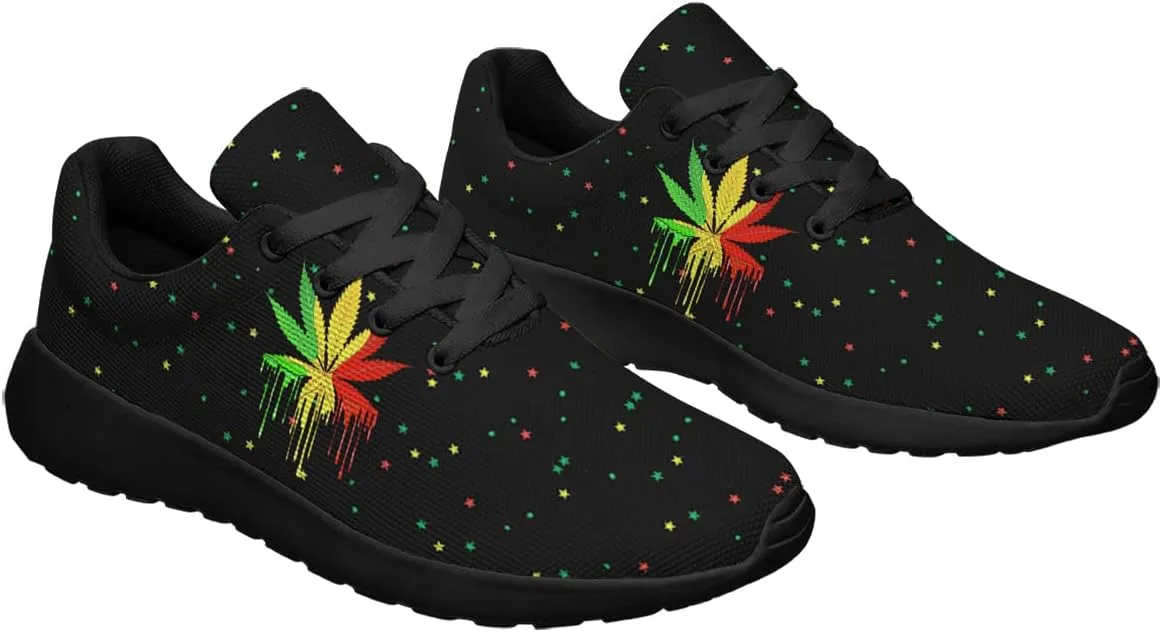 Sonzj-II Marijuana Leaf Shoes Mens Womens Pot Leaf 420 Weed Running Sneakers Cannabis Leaf Walking Tennis Shoes