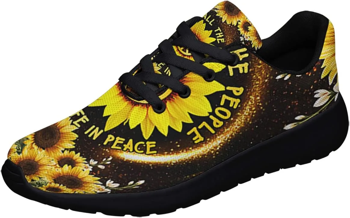 Sonzj-II Peace Hippie Printed Men Women Running Walking Shoes Lightweight Breathable Fashion Sneakers