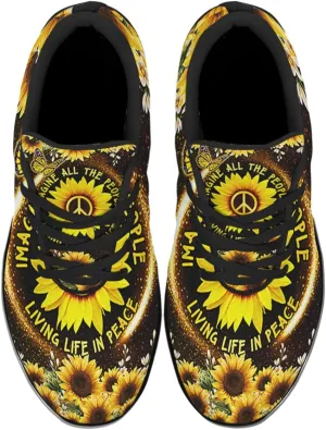 Sonzj-II Peace Hippie Printed Men Women Running Walking Shoes Lightweight Breathable Fashion Sneakers