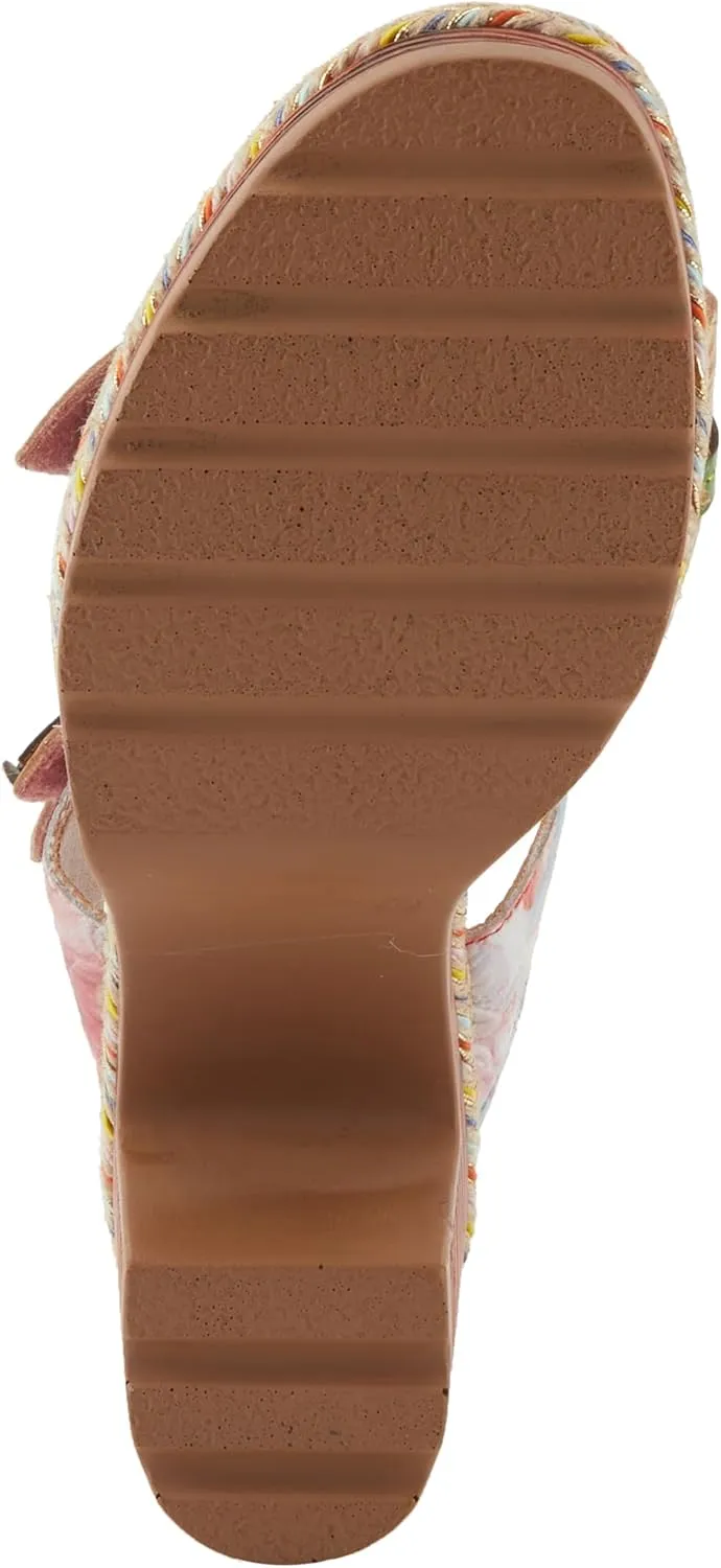 Spring Step L'Artiste Women's DREAMT Hand-Painted Slide Sandals - Lightweight Platform, Multicolor Jute Wrapping