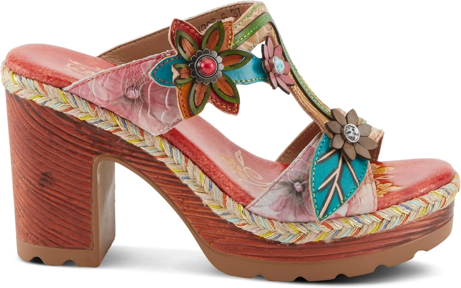 Spring Step L'Artiste Women's DREAMT Hand-Painted Slide Sandals - Lightweight Platform, Multicolor Jute Wrapping