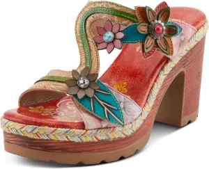 Spring Step L'Artiste Women's DREAMT Hand-Painted Slide Sandals - Lightweight Platform, Multicolor Jute Wrapping