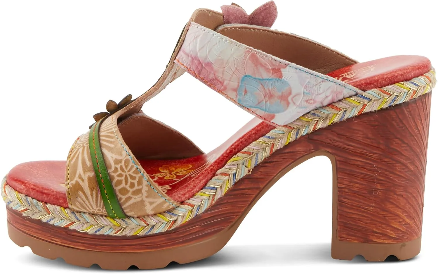 Spring Step L'Artiste Women's DREAMT Hand-Painted Slide Sandals - Lightweight Platform, Multicolor Jute Wrapping