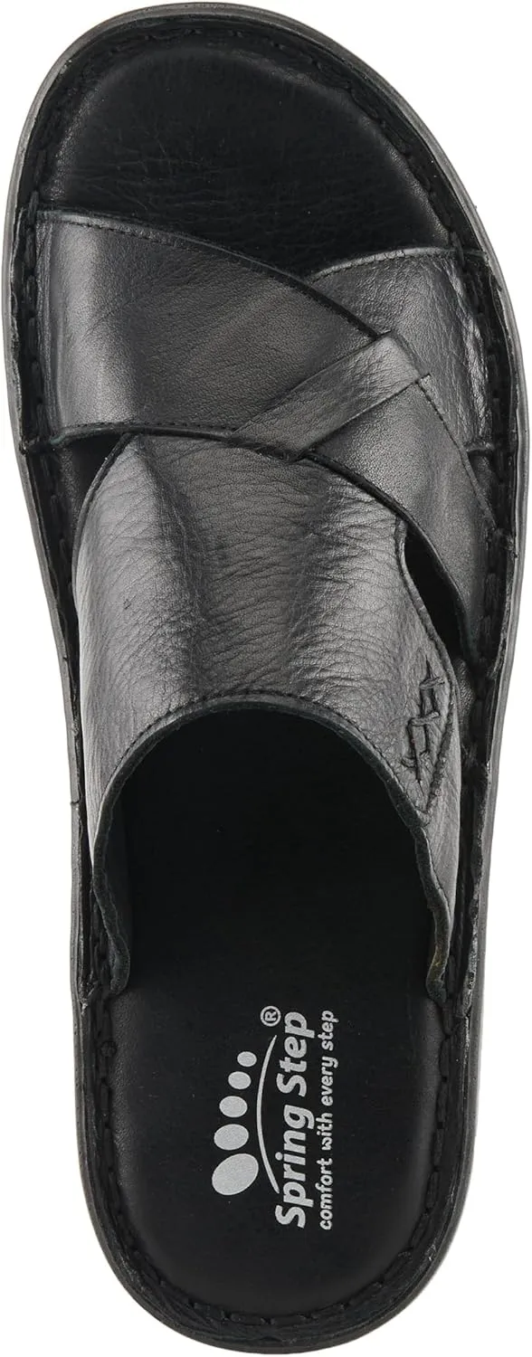 Spring Step Men's NUNZIO Leather Slide Sandals – Cushioned Footbed, Adjustable Straps, All-Day Comfort