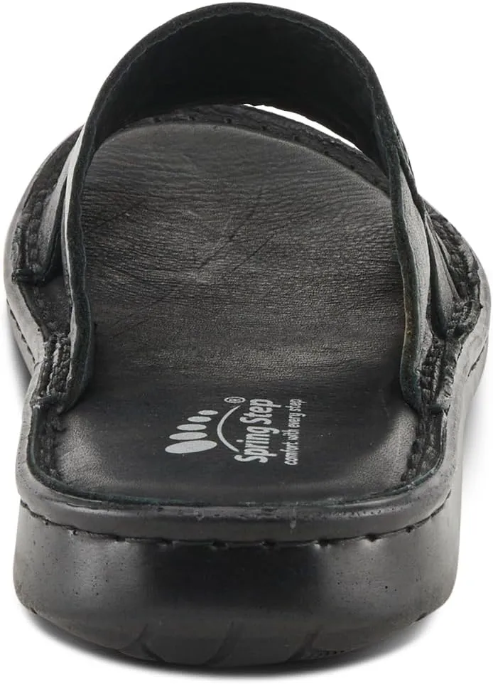 Spring Step Men's NUNZIO Leather Slide Sandals – Cushioned Footbed, Adjustable Straps, All-Day Comfort