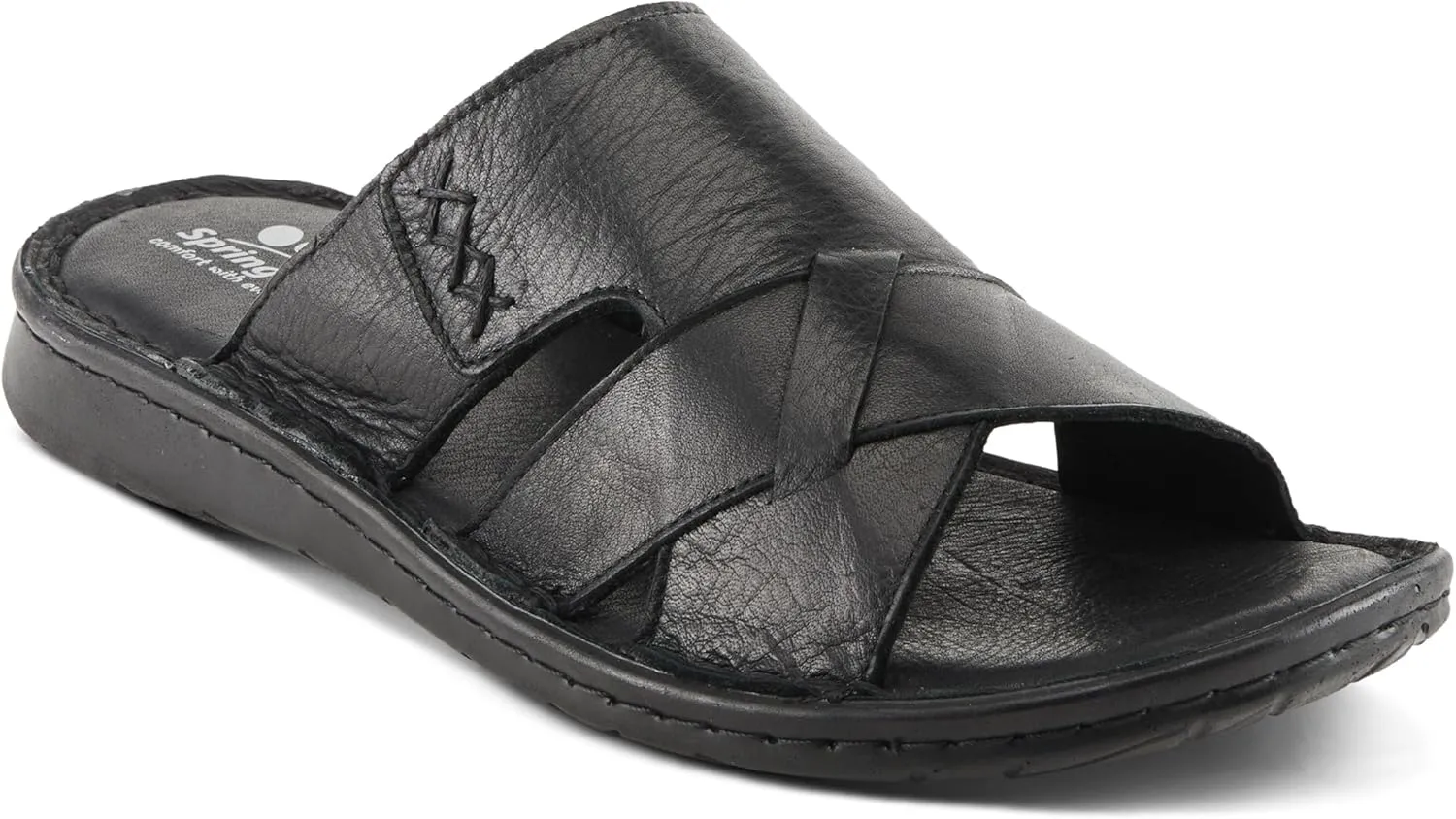 Spring Step Men's NUNZIO Leather Slide Sandals – Cushioned Footbed, Adjustable Straps, All-Day Comfort