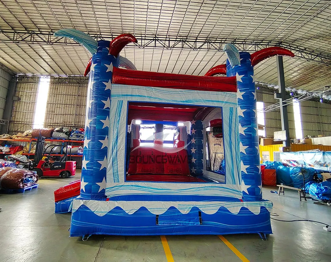 Star Spangled Splash Dual Lane Bounce House with Slide (Wet/Dry)