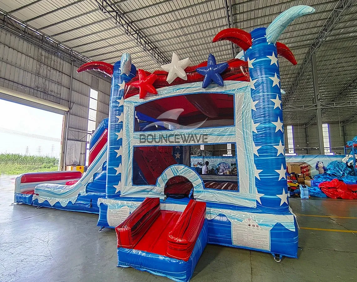 Star Spangled Splash Dual Lane Bounce House with Slide (Wet/Dry)