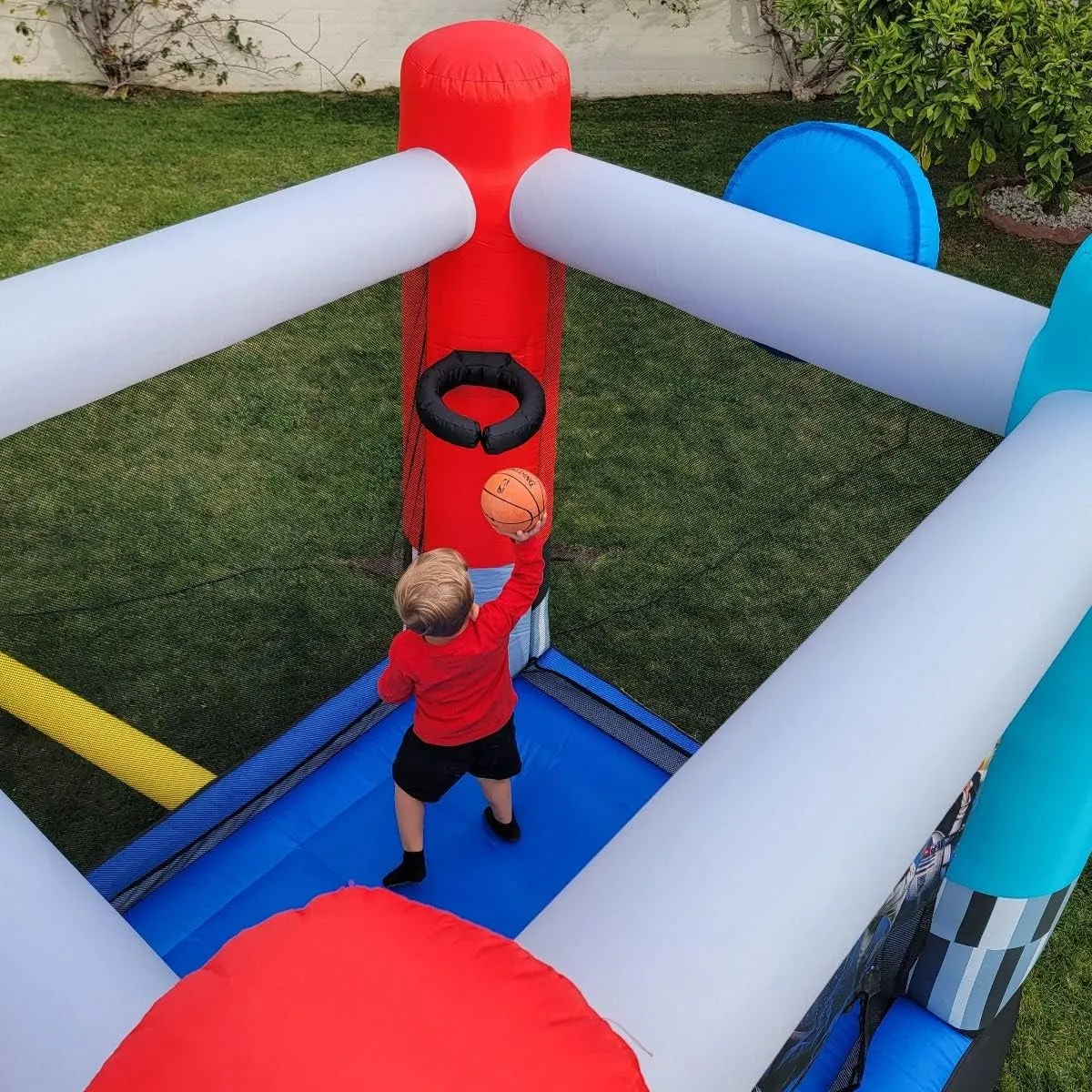 Star Wars Bounce House with Slide, Indoor Outdoor Darth Vader Inflatable Luke Skywalker Lightsaber Fun Bouncy Castle for Kids Ages 3-8 Years Old