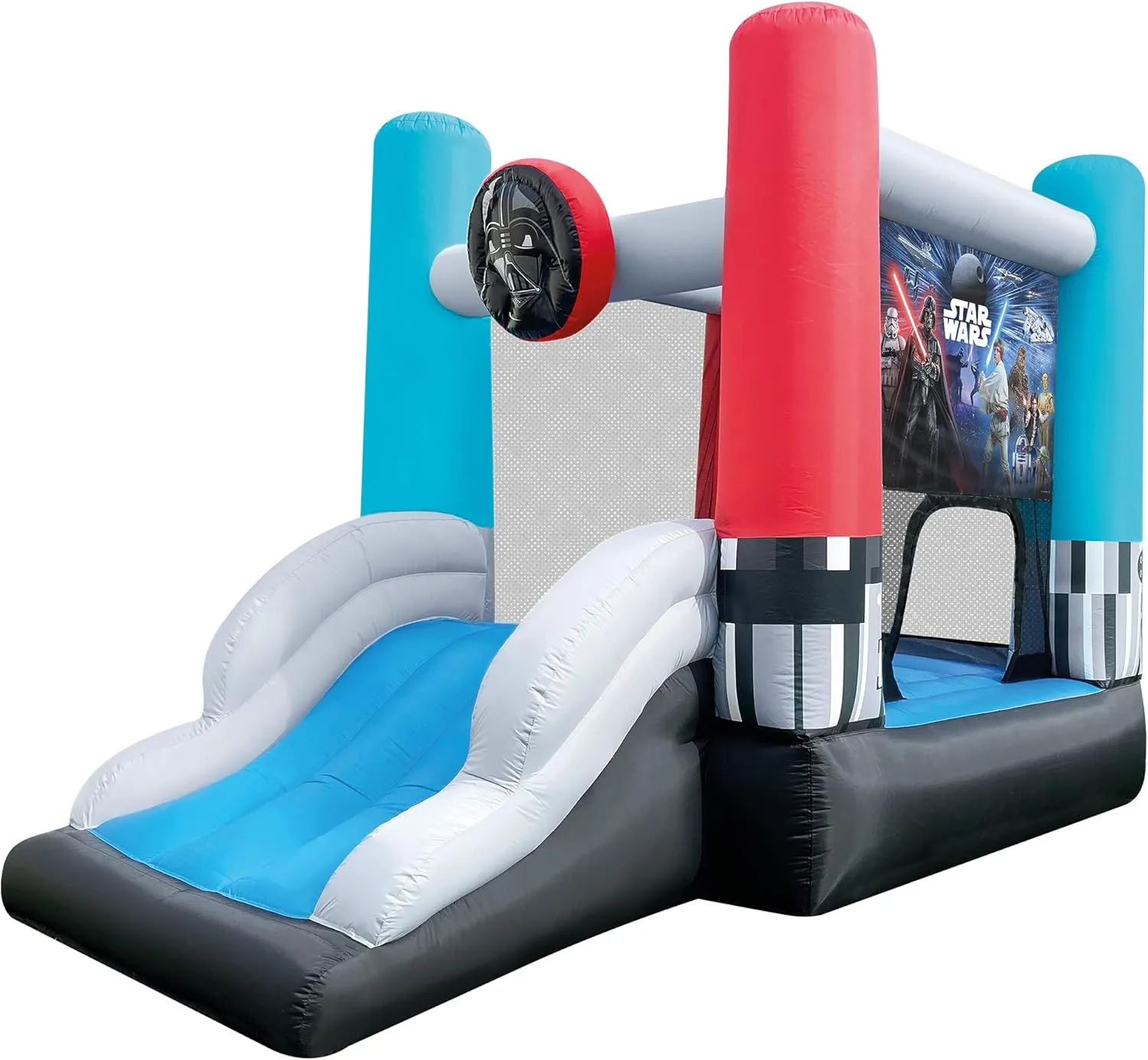 Star Wars Bounce House with Slide, Indoor Outdoor Darth Vader Inflatable Luke Skywalker Lightsaber Fun Bouncy Castle for Kids Ages 3-8 Years Old
