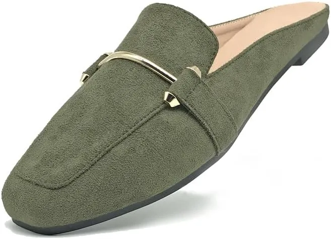 Starella Mules for Women Flats Slip On Loafers Open Back Shoes Buckle Mules