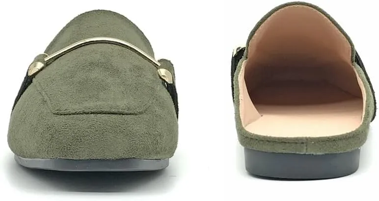 Starella Mules for Women Flats Slip On Loafers Open Back Shoes Buckle Mules