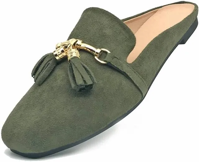 Starella Mules for Women Flats Slip On Loafers Open Back Shoes Buckle Mules