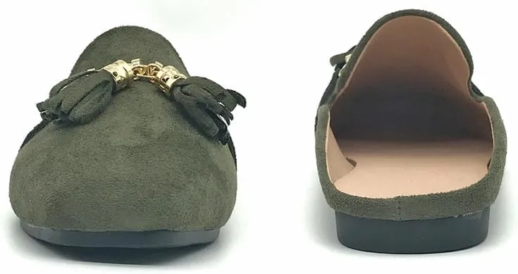 Starella Mules for Women Flats Slip On Loafers Open Back Shoes Buckle Mules