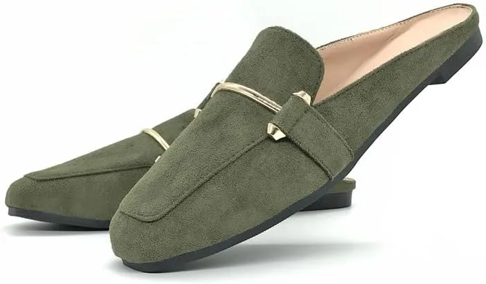 Starella Mules for Women Flats Slip On Loafers Open Back Shoes Buckle Mules