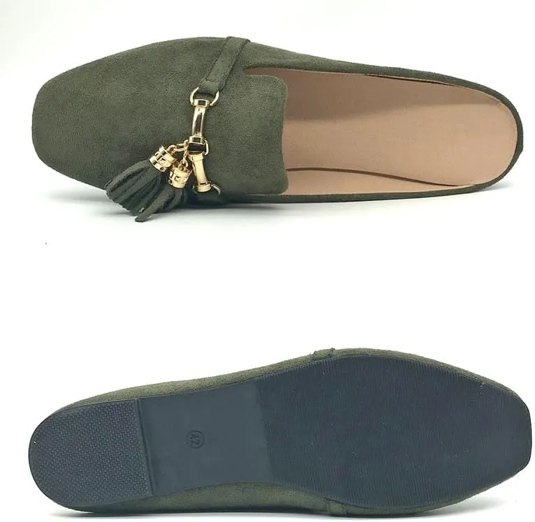 Starella Mules for Women Flats Slip On Loafers Open Back Shoes Buckle Mules