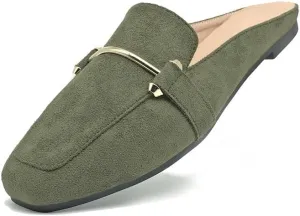 Starella Mules for Women Flats Slip On Loafers Open Back Shoes Buckle Mules