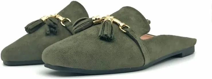 Starella Mules for Women Flats Slip On Loafers Open Back Shoes Buckle Mules