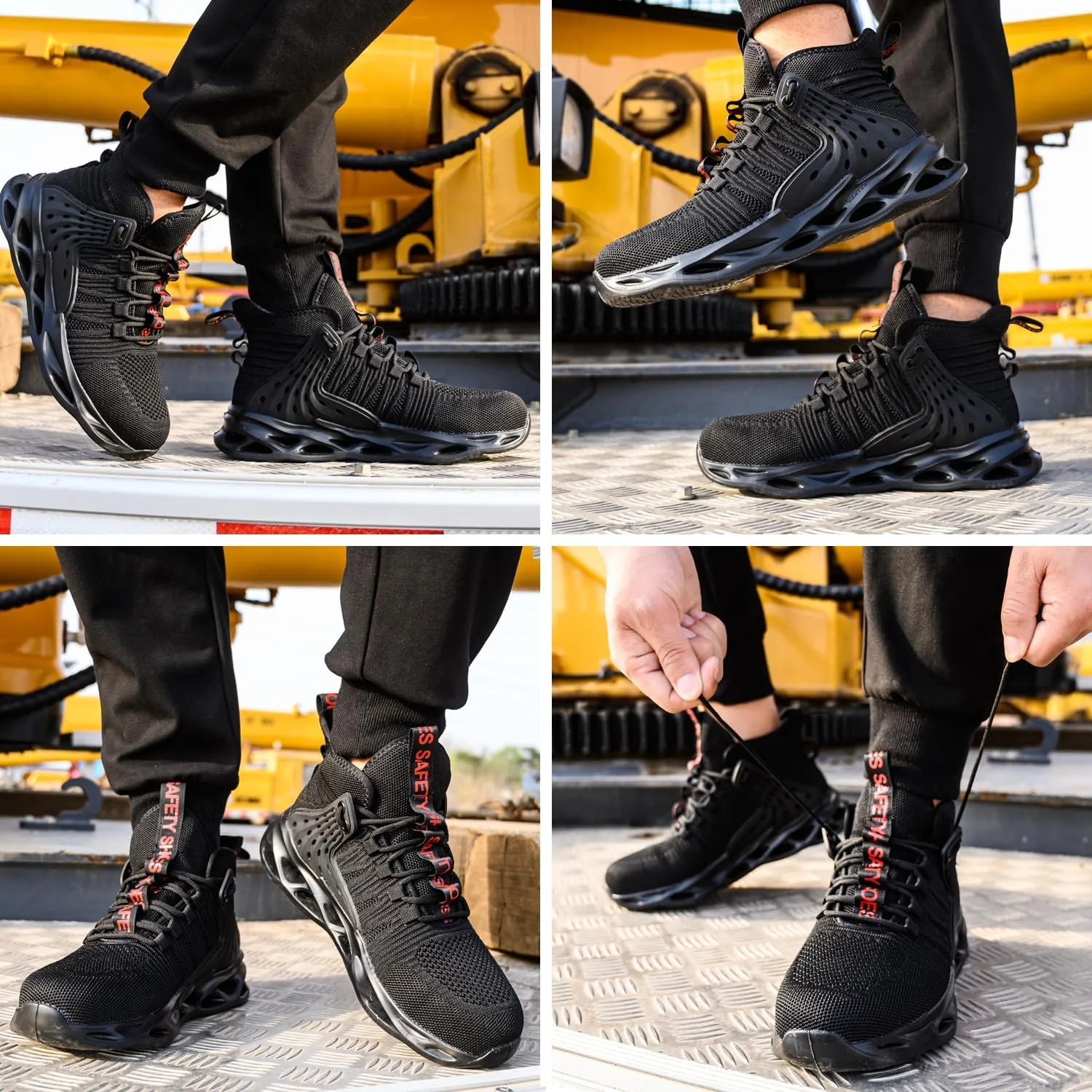 Steel Toe Shoes for Men Women Lightweight Steel Toe Sneakers Mid Cut Indestructible Work Boots Construction Safety Shoes
