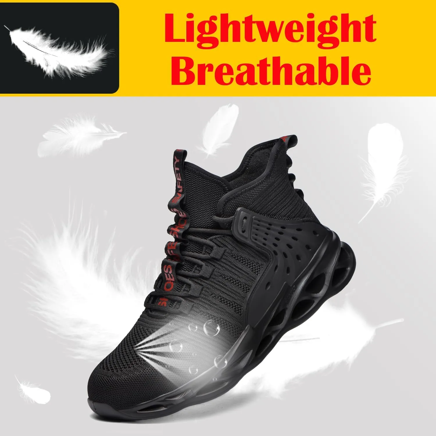 Steel Toe Shoes for Men Women Lightweight Steel Toe Sneakers Mid Cut Indestructible Work Boots Construction Safety Shoes