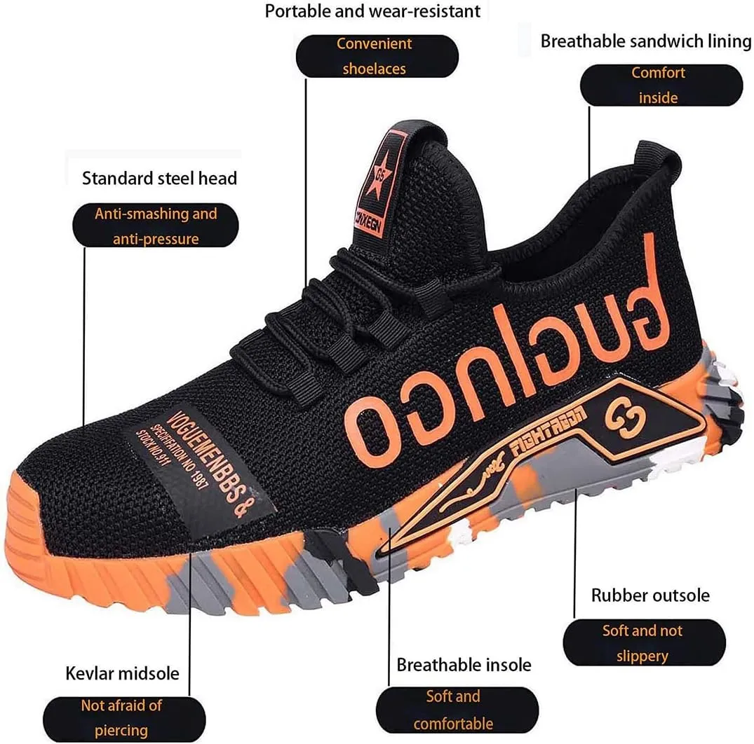 Steel Toe Shoes for Men's Indestructible Work Shoes,Mens Work Safety Outdoor Protection Footwear Industrial and Construction,