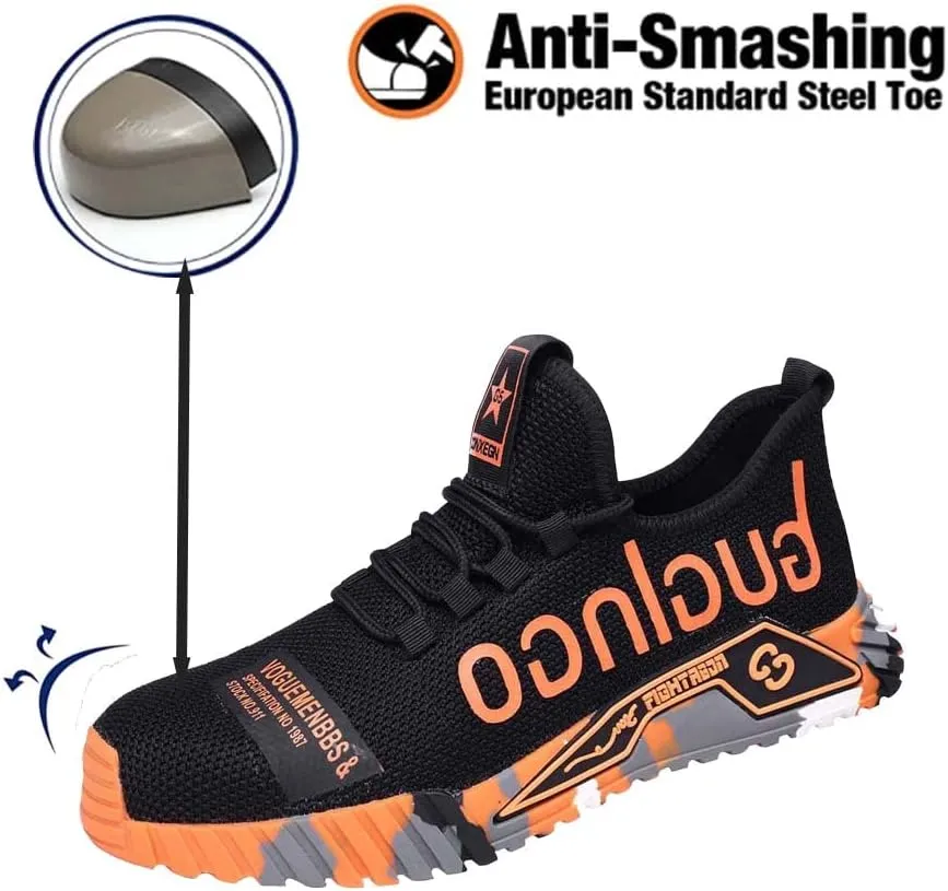 Steel Toe Shoes for Men's Indestructible Work Shoes,Mens Work Safety Outdoor Protection Footwear Industrial and Construction,