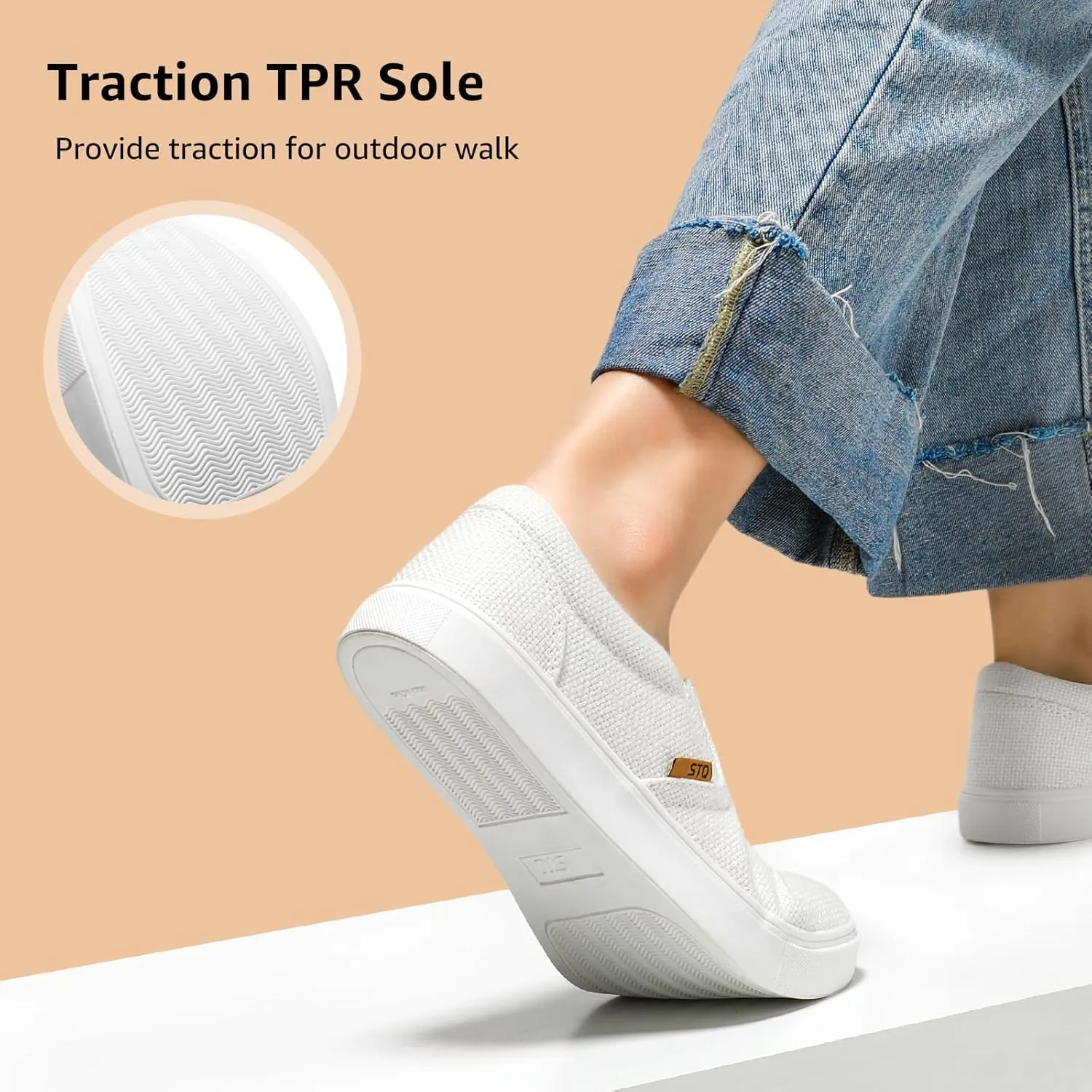 STQ Wide Toe Box Slip On Shoes for Women | Business Casual Shoes for Women Trendy Fashion Sneakers Lightweight Loafers Shoes