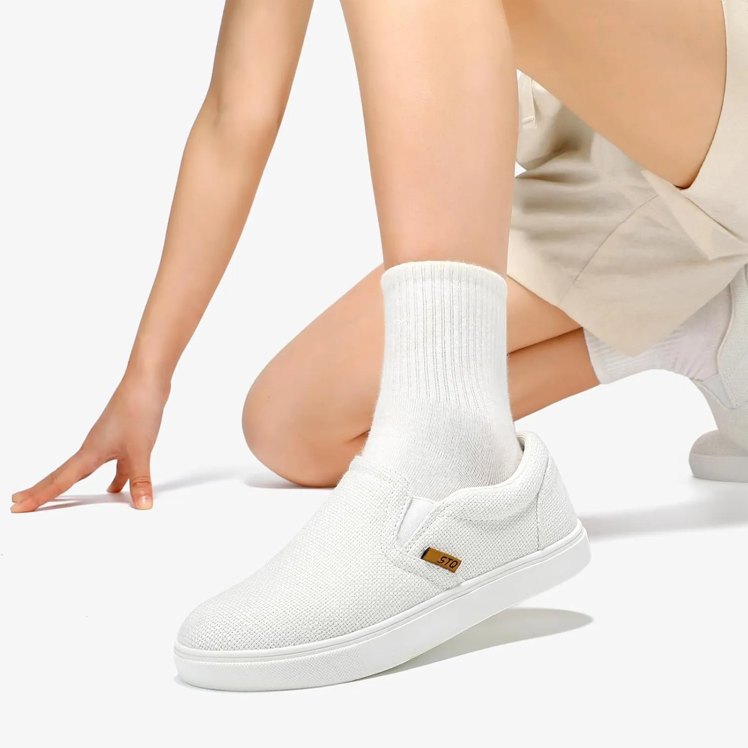 STQ Wide Toe Box Slip On Shoes for Women | Business Casual Shoes for Women Trendy Fashion Sneakers Lightweight Loafers Shoes