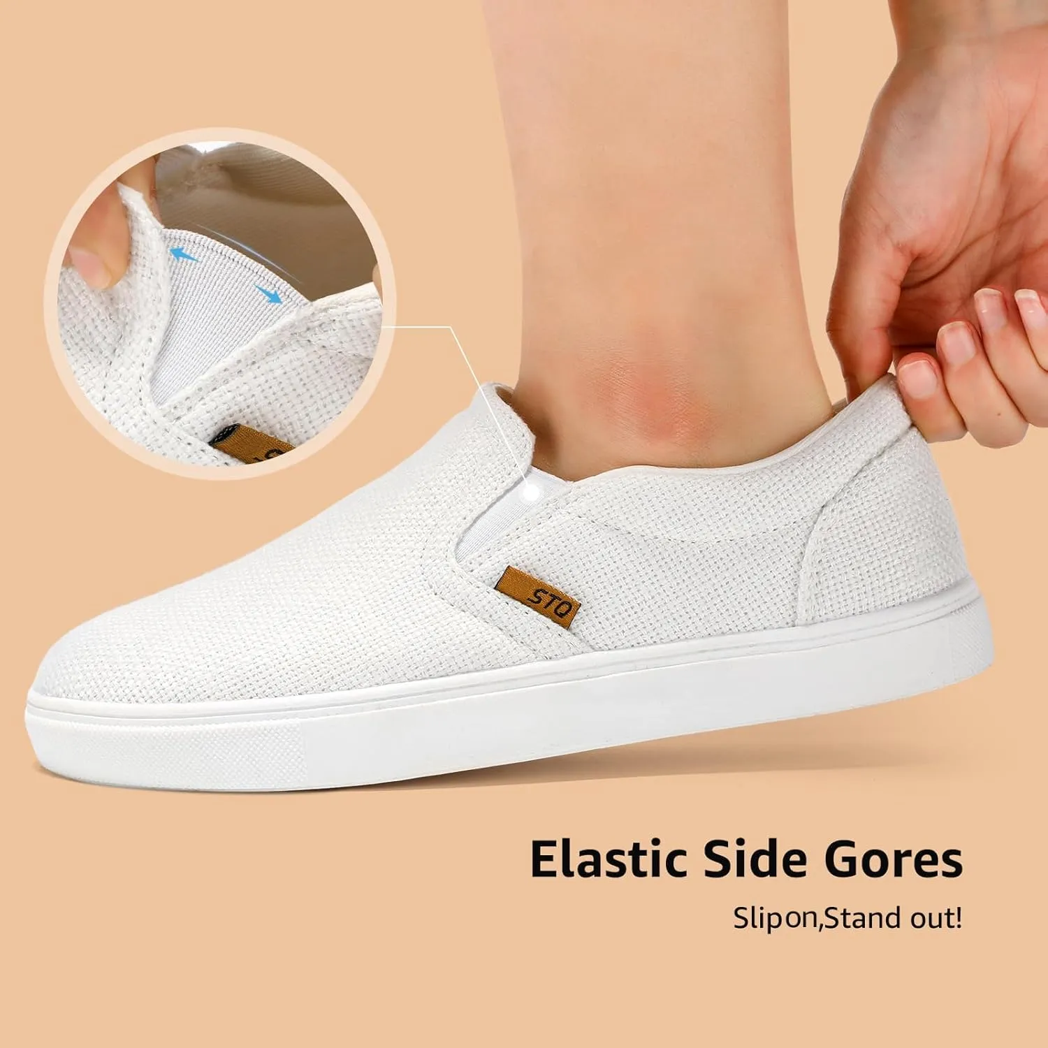 STQ Wide Toe Box Slip On Shoes for Women | Business Casual Shoes for Women Trendy Fashion Sneakers Lightweight Loafers Shoes
