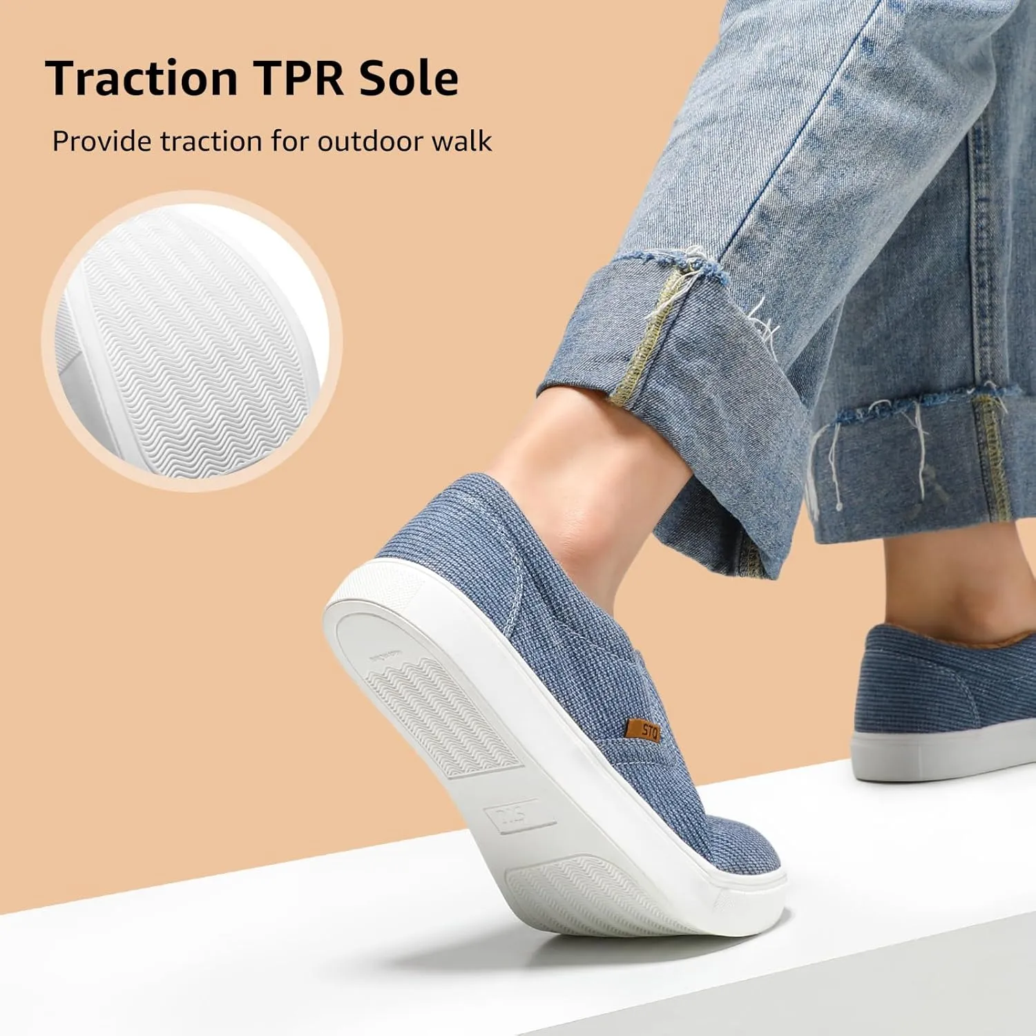 STQ Wide Toe Box Slip On Shoes for Women | Business Casual Shoes for Women Trendy Fashion Sneakers Lightweight Loafers Shoes
