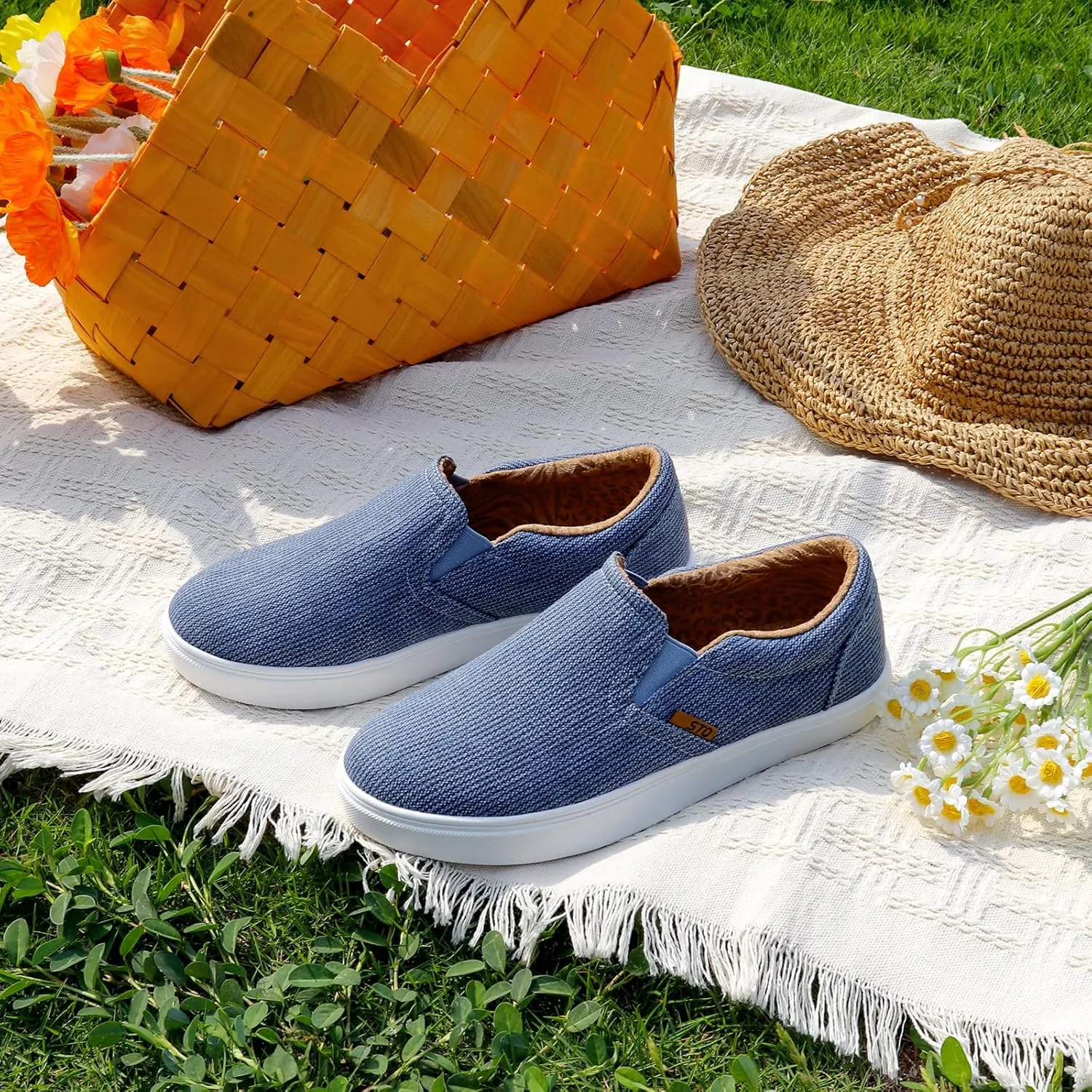 STQ Wide Toe Box Slip On Shoes for Women | Business Casual Shoes for Women Trendy Fashion Sneakers Lightweight Loafers Shoes