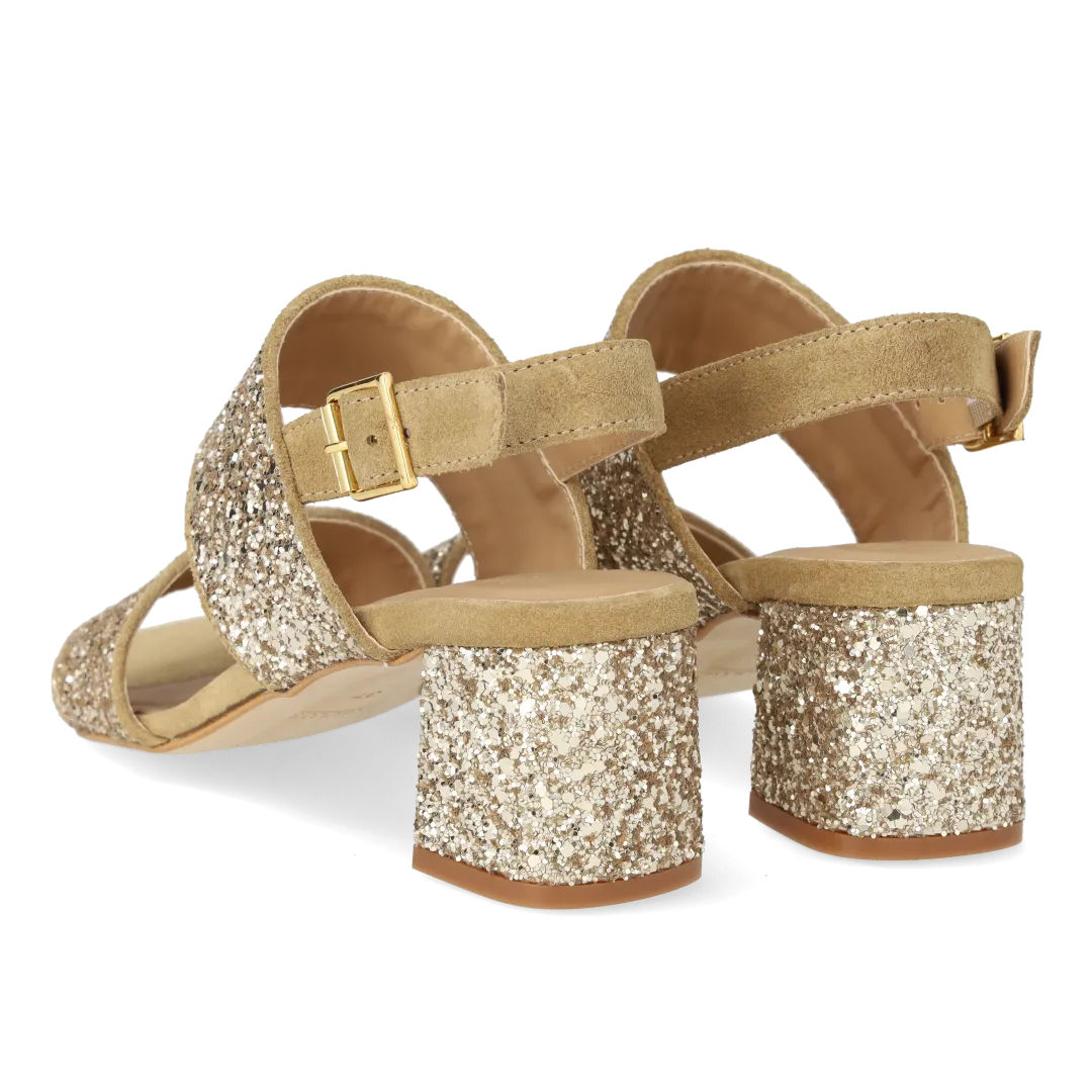 Strap sandal in sparkling glitter