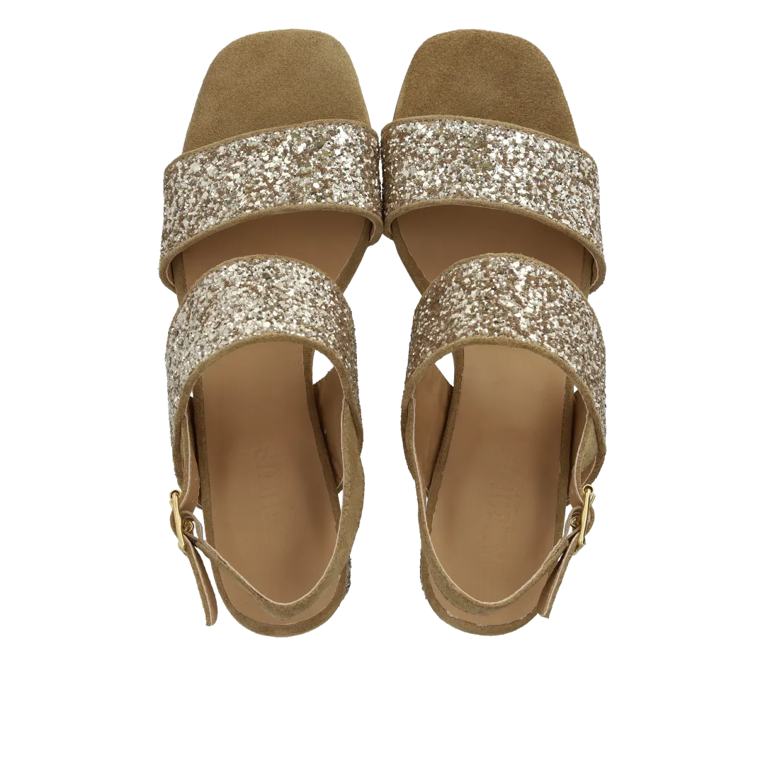 Strap sandal in sparkling glitter