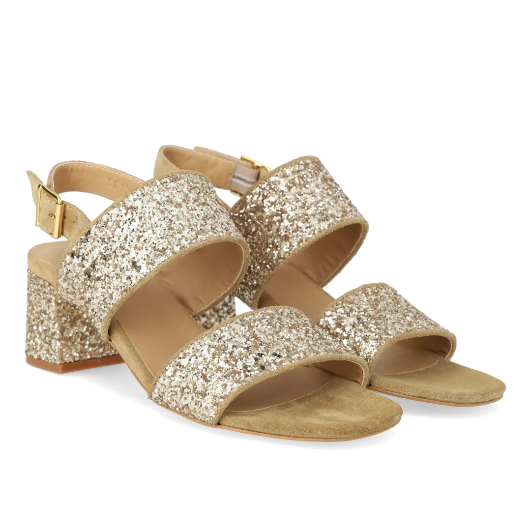 Strap sandal in sparkling glitter