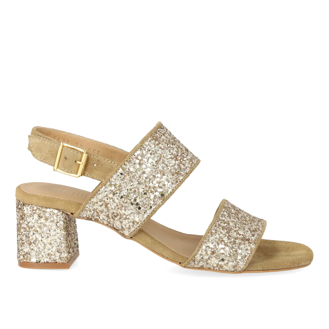 Strap sandal in sparkling glitter