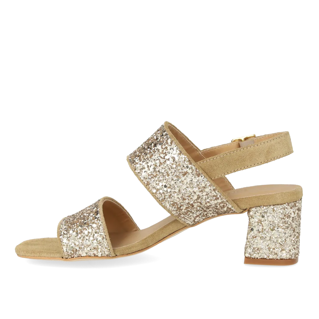 Strap sandal in sparkling glitter