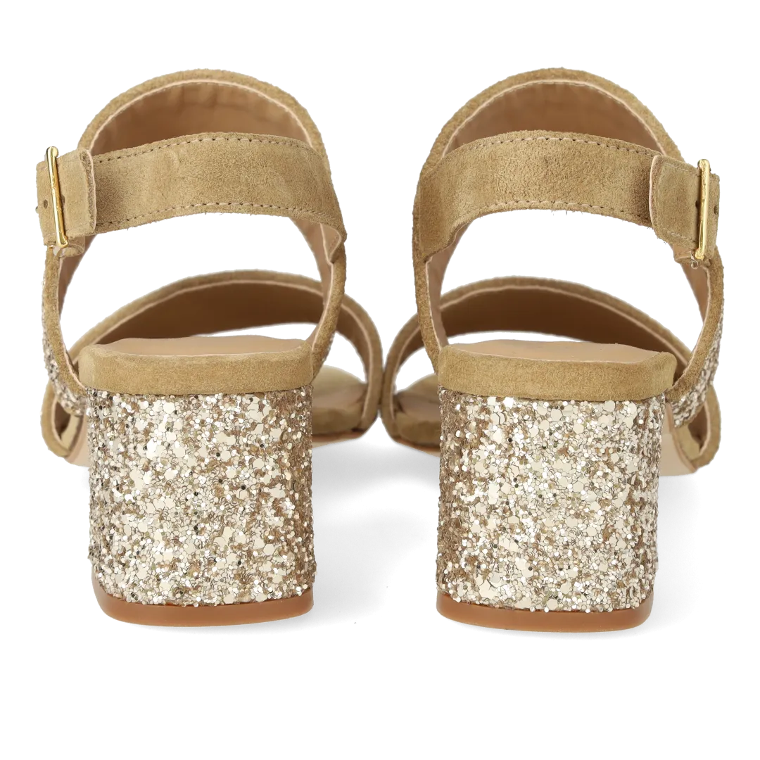 Strap sandal in sparkling glitter