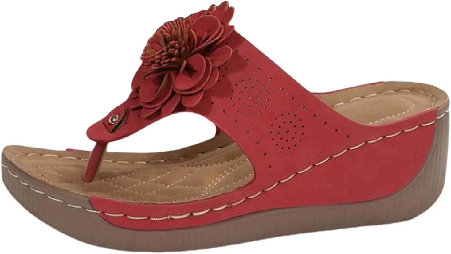Summer Flip Flops for Women Comfort Cut-Out Vamp Open Toe Wedge Slide Sandals Breathable Slip On Orthopedic Sandals Casual Lightweight Flip Flops with Arch Support
