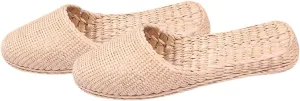 Summer Straw Sandals Men Women Breathable Knitting Slippers Lightweight Fashion Straw Sliers for Home