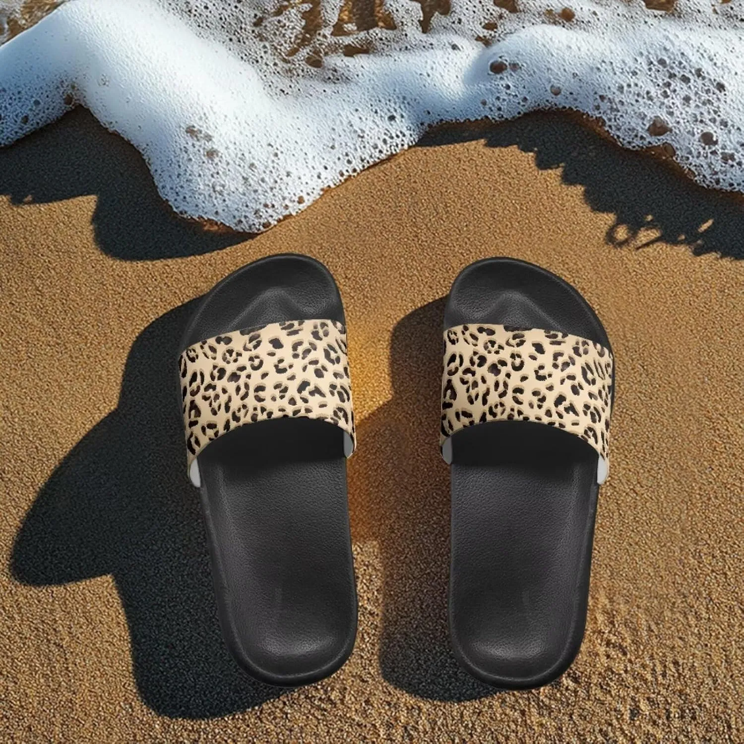 Summer Trends Slide Sandals for Women Comfortable Bathroom Shower Non Slip Sandal House Flat Sole Slippers Black Size 5-12.5