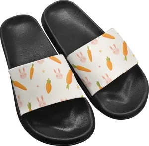 Summer Trends Slide Sandals for Women Comfortable Bathroom Shower Non Slip Sandal House Flat Sole Slippers Black Size 5-12.5