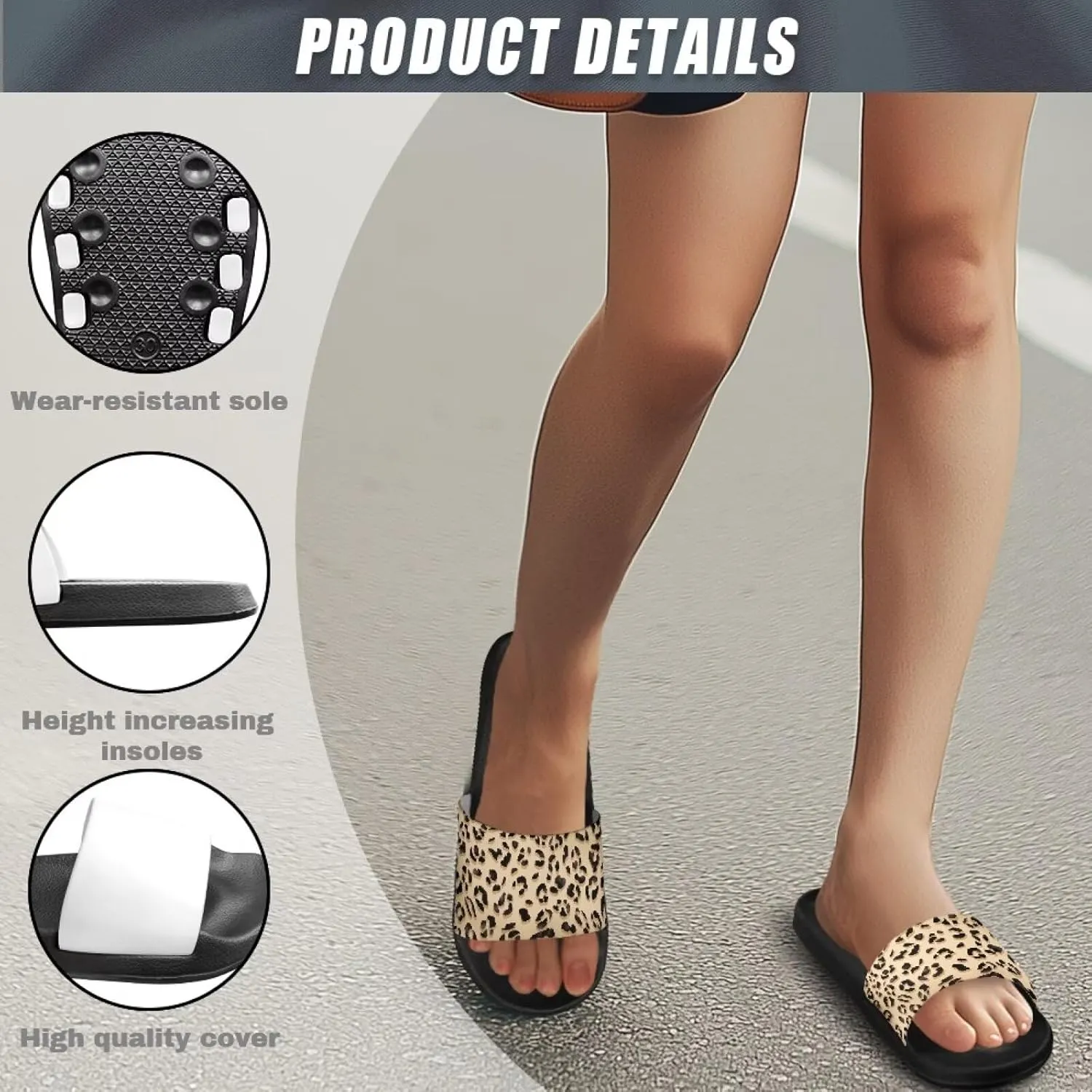 Summer Trends Slide Sandals for Women Comfortable Bathroom Shower Non Slip Sandal House Flat Sole Slippers Black Size 5-12.5