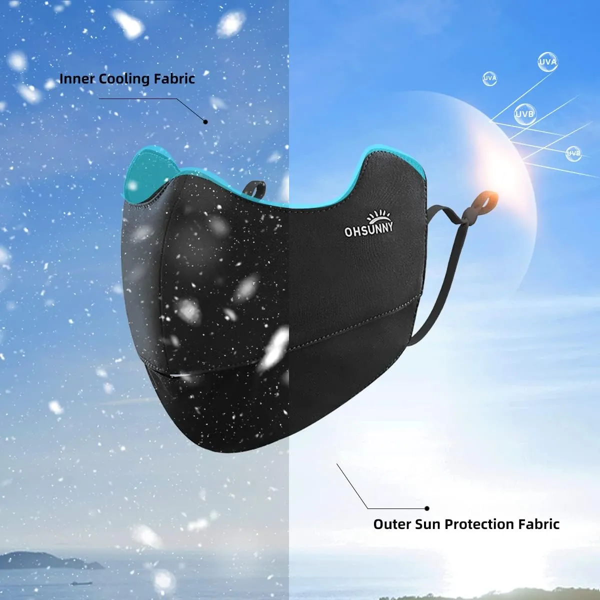 Sun Protection Face Cover UPF 50  Anti-UV Women Mask Protection Breathable Face Covering SLN3M308D