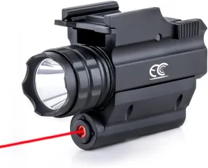 Tactical Red Laser Sight with 500 Lumens LED Flashlight, Compact Rail Mounted, Quick Release, Laser Output is Below 5mW, Class IIIA