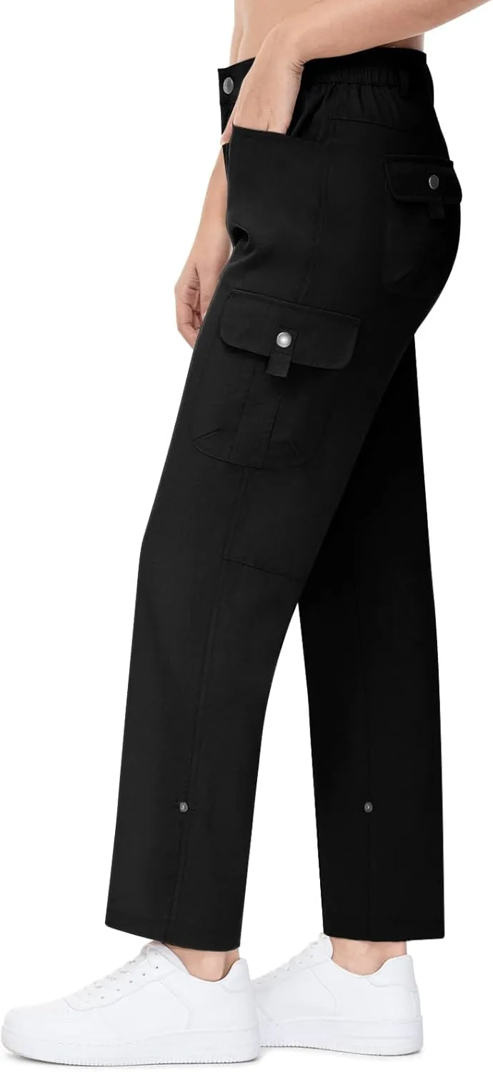 TBMPOY Women's Hiking Pants Quick Dry Convertible Lightweight Roll Up Cargo Pockets Travel Essentials Waterproof Work
